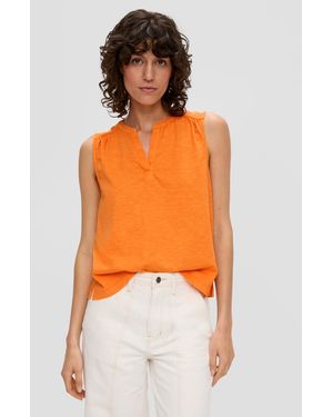 S.oliver Ärmelloses Shirt mit Tunika-Ausschnitt und Garment Dye - Orange
