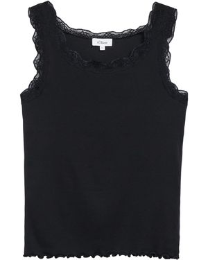 S.oliver Ripptop Mit Spitze - Schwarz