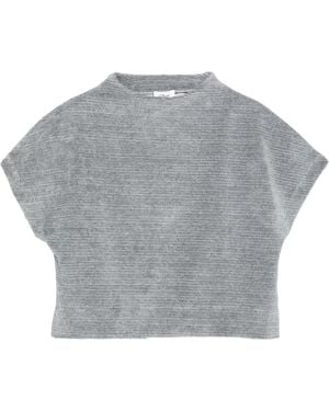S.oliver Sweatshirt Mit Samtiger Struktur Und Glitzereffekt - Grau