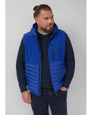 S.oliver Sportive Outdoor-Weste mit Kapuze im Fabricmix - Blau
