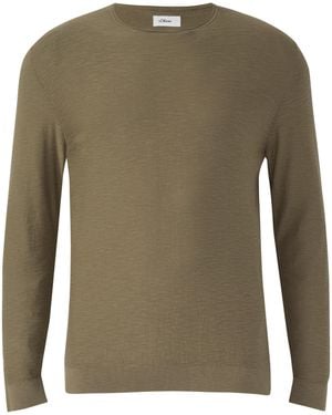 S.oliver Strickpullover Mit Flammgarnstruktur Und Rollkante - Grün