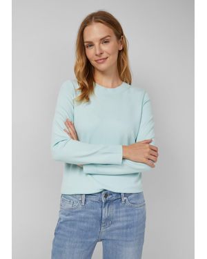 S.oliver Strickpullover aus Viskosemix mit Rippbündchen - Weiß