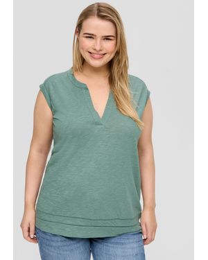 S.oliver Relaxed-Fit-Shirt mit Spitzen-Details - Grün