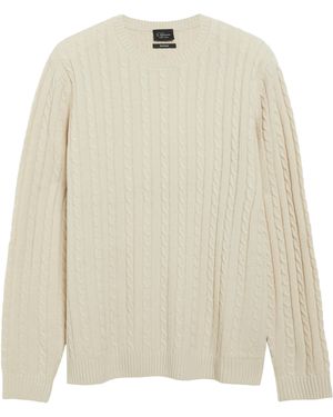 S.oliver Weicher Zopfstrickpullover Im Wollmix - Weiß