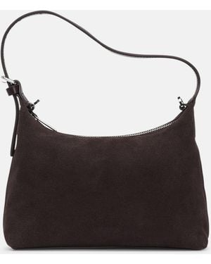 Comma, Kleine Hobo-Bag Aus Veloursleder - Weiß