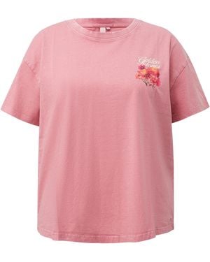 QS Gewaschenes T-Shirt Mit Großem Rückenprint - Pink