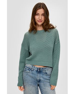 QS Strickpullover mit Lochmuster - Grün