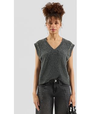 QS Pullunder mit Glitzersteinen - Grau