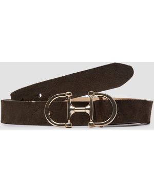 S.oliver Veloursleder-Gürtel mit eleganter Metall-Schließe - Braun