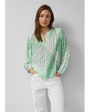 S.oliver Viscose Blouse Met Rimpels En All-Over Print - Groen