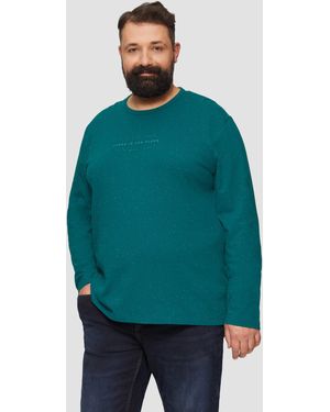 S.oliver Meliertes Longsleeve aus Jersey mit Logo-Print - Grün