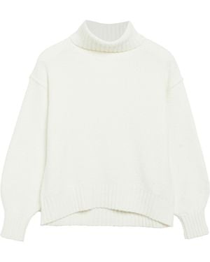 S.oliver Bouclé-Strickpullover Mit Rollkragen - Weiß