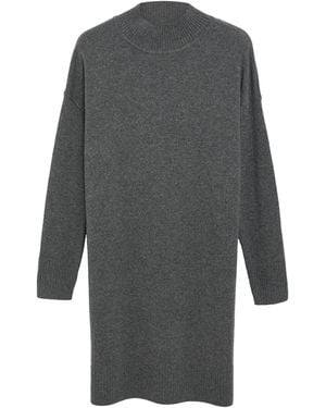 Comma, Strickkleid Mit Stehkragen - Grau