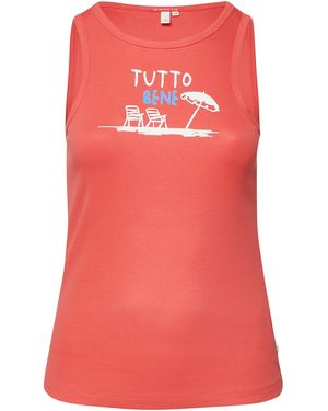 QS Geripptes Tanktop Mit Print - Pink
