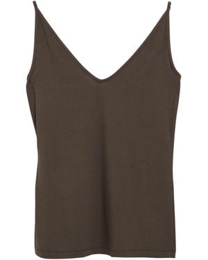 Comma, Jersey-Top Mit V-Ausschnitt - Braun