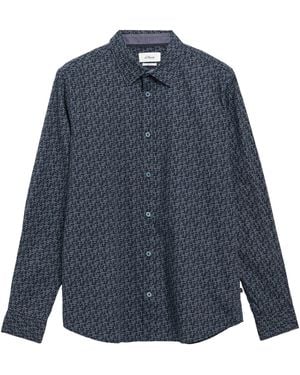 S.oliver Slim Fit: Hemd Aus Baumwollstretch Mit All-Over-Print - Blau