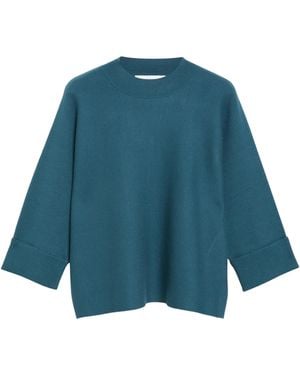 Comma, Poncho-Pullover Aus Viskosemix - Blau