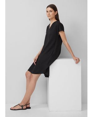 S.oliver Blusenkleid aus Leinenmix mit Eingrifftaschen - Schwarz