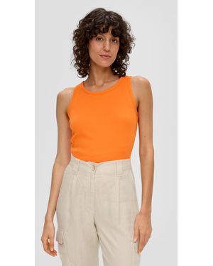 S.oliver Slim-Fit-Tanktop mit Rippstruktur - Orange