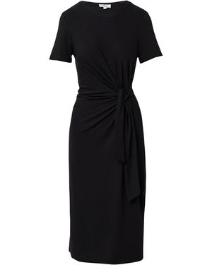 S.oliver Jersey-Kleid Mit Knotendetail Und Raffung - Schwarz