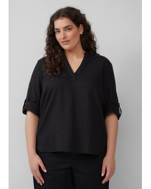 S.oliver Leinenmix-Bluse mit Turn-up - Schwarz