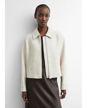 Comma, Kurze Bouclé-Jacke Aus Wollmix - Weiß