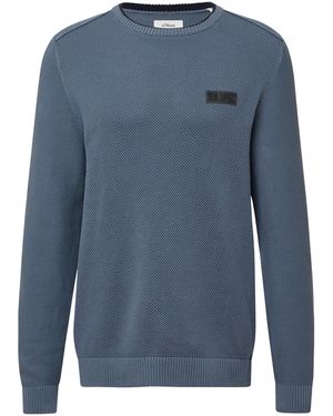 S.oliver Strickpullover Aus Baumwolle Mit Struktur - Blau
