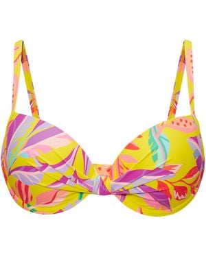 S.oliver Bügel-Bikinitop Mit Blumendesign - Gelb