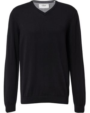 S.oliver Strickpullover Mit Logo-Stickerei - Schwarz