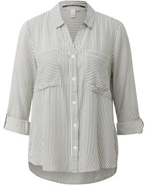 QS Viskosebluse Mit Krempelärmel - Grau