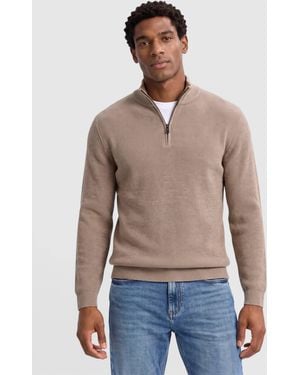 S.oliver Strukturierter Strickpullover Mit Troyer-Kragen - Blau