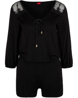 S.oliver Kurzer Jumpsuit Im Femininen Style - Schwarz