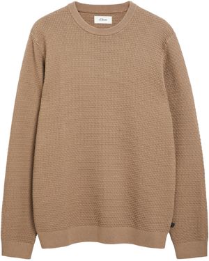 S.oliver Strukturierter Pullover Aus 100% Baumwolle - Natur