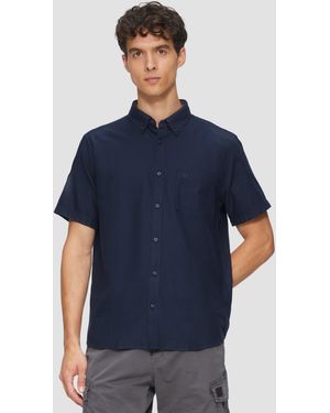 S.oliver Regular Fit: Kurzarm-Hemd aus Lyocellmix mit Button-Down-Kragen - Blau