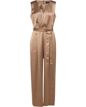 S.oliver Ärmelloser Satin-Jumpsuit Mit Faltendetails - Natur