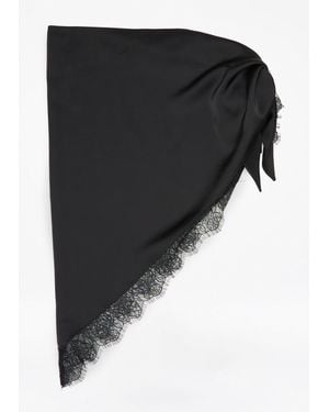 Comma, Tuch Aus Satin Mit Spitze - Schwarz