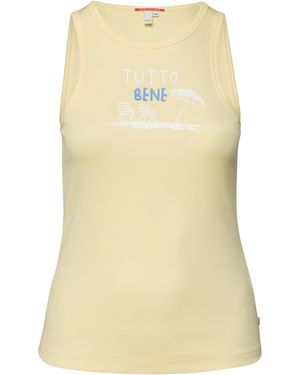 QS Geripptes Tanktop Mit Print - Gelb