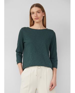 S.oliver Shirt mit Flammgarnstruktur und 3/4-Ärmeln - Grün