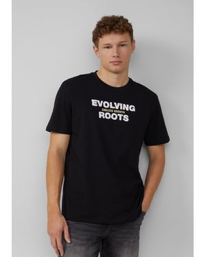 QS T-Shirt mit Frontprint - Schwarz