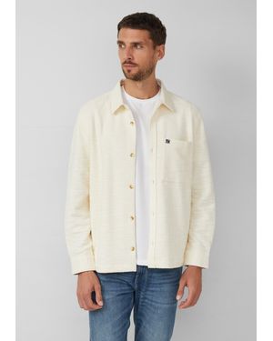 S.oliver Overshirt in Bouclé-Optik mit Kentkragen - Weiß