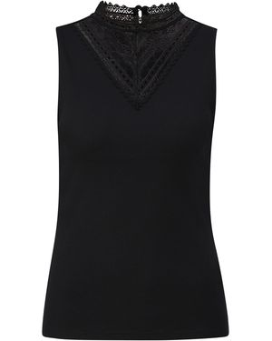 QS Ripptop Mit Spitzeneinsatz - Schwarz