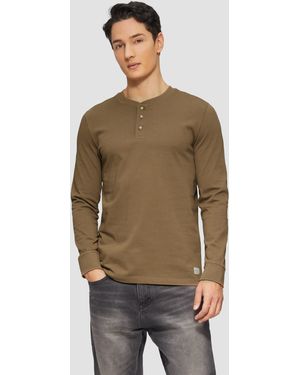 S.oliver Langarmshirt mit Henleyausschnitt und Ärmel-Bündchen - Grün