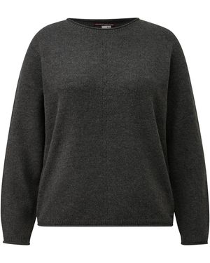 QS Weicher Pullover Mit Rollkanten - Schwarz