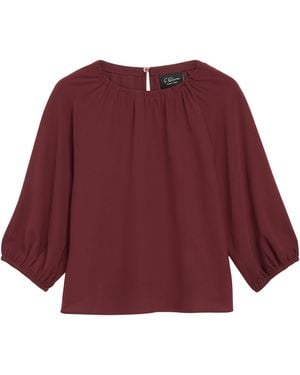 S.oliver Crêpe-Bluse Mit Ballon-Ärmeln - Rot