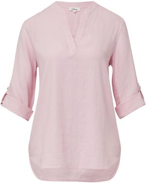 S.oliver Leinenmix-Bluse Mit Turn-Up - Pink