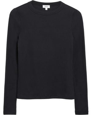 S.oliver Langarmshirt Mit Rippstruktur - Blau