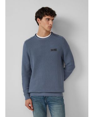 S.oliver Strickpullover aus Baumwolle mit Struktur - Blau