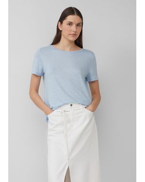 S.oliver Jersey-T-Shirt aus Leinen - Blau