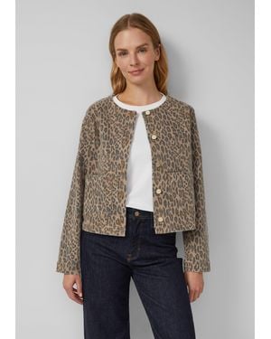 S.oliver Verkürzte Denimjacke mit Leoprint - Natur
