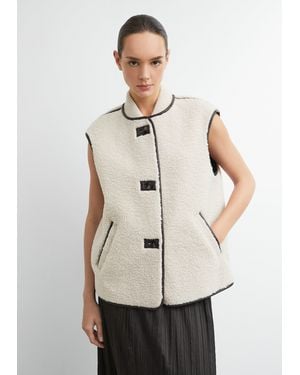 Comma, Teddy-Weste Im Loose Fit Mit Kontrast-Details - Natur